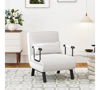 COSTWAY Fauteuil Convertible 1 Place, Fauteuil-Lit Chauffeuse 4-en-1 Dossier Réglable 6 Position, Oreiller, Siège Rembourré, Accoudoirs, Cadre Métal, Canapé-Lit Pliant pour Maison, Bureau (Blanc)