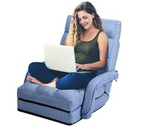 COSTWAY Fauteuil Convertible, Fauteuil Convertible 1 Place avec Oreiller, Rembourré avec Eponge Doux et Elastique, 5 Positions Disponibles pour Salon,Bureau,Chambre (Bleu)