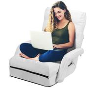 COSTWAY Fauteuil Convertible, Fauteuil Convertible 1 Place avec Oreiller, Rembourré avec Eponge Doux et Elastique, 5 Positions Disponibles pour Salon,Bureau,Chambre (Blanc)