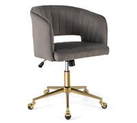 COSTWAY Fauteuil de Bureau en Velours, Chaise de Bureau Inclinable, Hauteur Réglable, Angle du Dossier Réglable, Largeur du Siège 52cm, Forme de Coquillage, pour Salon, Chambre, Gris