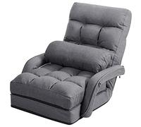 COSTWAY Fauteuil de Salon, Fauteuil Convertible 1 Place avec Oreiller, Canapé-Lit Convertible avec Dossier Réglable, Rembourré d’Éponge Doux et Elastique, pour Salon, Bureau, Chambre (Gris)