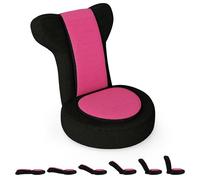 COSTWAY Fauteuil de Sol, Chaise Canapé Paresseuse avec Appuie-tête et Dossier Réglables, Coussin Rembourré, Chaise de Sol Pliable pour Méditation, Lecture, Jeu, Loisirs à Domicile, Chambre (Rose)