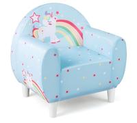 COSTWAY Fauteuil Enfant avec Joli Motif Licorne & Tissu en Spandex, Canapé Chaise Enfant en Mousse avec Dossier & Accoudoir Confortable, Charge 50kg pour Garçon Fille de 3 Ans+ (Bleu)