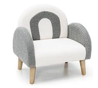 COSTWAY Fauteuil Enfant en Peluche avec Dossier & accoudoir Confortable, Canapé Chaise Enfant avec Joli Motif Arc-en-Ciel, Charge 50kg pour Garçon Fille de 3-5 Ans