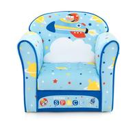 COSTWAY Fauteuil Enfants en Velours avec Motif Mignon, Canapé Enfants en Bois avec Dossier et Accoudoirs Confortables, Patins Antidérapants, Charge 50kg pour Enfants de 0-5 Ans, 50x40x54CM (Fusée)