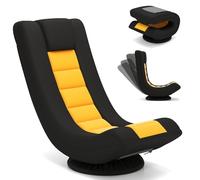 COSTWAY Fauteuil Gaming, Fauteuil de Sol Pliable, Chaise Gaming Pivotant à 360° avec Dossier Réglable, Canapé de Sol, Cadre en Métal Robuste, pour Adultes, Adolescentes, Enfants (Jaune)