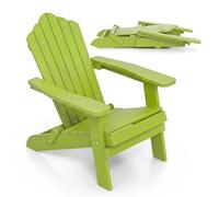 COSTWAY Fauteuil Jardin Exterieur, Chaise Adirondack Pliable, Charge 180 kg, Accoudoirs Large, Dossier Incliné, Vis en Acier Inoxydable, Chaise Longue HIPS pour Jardin Cour, 88x77x95cm (Vert Citron)