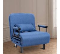 COSTWAY Fauteuil-lit 3 en 1, Canapé-lit pliable, Lit pliant, Chaise longue, Fauteuil pliant, Canapé-lit, avec dossier réglable, coussins inclus, idéal pour chambre à coucher, salon, bureau Bleu