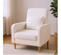 COSTWAY Fauteuil Moderne Rembourré avec Coussin Lombaire - Pieds en Bois de Caoutchouc pour Salon, Chambre à Coucher 69 x 76 x 92