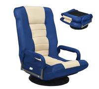 COSTWAY Fauteuil Pliable de Sol, Chaise de Jeu avec Dossier Réglable sur 6 Positions et Base Pivotante à 360°, Cadre en Métal Robuste (Bleu)
