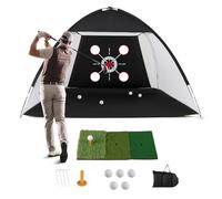COSTWAY Filet de Golf 3x2M avec Cible Multiples, Filet d'Entraînement de Golf avec Tapis de Frappe Balles Tee Piquets Sac Transport, Intérieur&Extérieur au Drive Chip Swing, Débutant&Golfeur