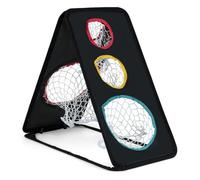 COSTWAY Filet de Golf Double Face, Système d'entraînement Triple Cibles en Tissu Oxford avec 5 Trous Cibles Structure Triangulaire, Accessoires de Cible de Golf Intérieur/Extérieur