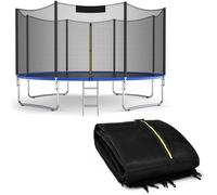 COSTWAY Filet de Sécurité pour Trampoline 366 cm 12FT-8 Barres Porte à Glissière Double et Boucles de Protection