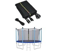 COSTWAY Filet de Sécurité pour Trampoline 427 cm 14FT-8 Poteaux Droits-Fermeture Eclair Double et Boucles de