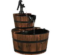 COSTWAY Fontaine en bois Fontaine de jardin Fontaine en bois Tonneau en bois avec pompe à eau ? 44,5cm