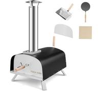 COSTWAY Four à Pizza aux Granulés de Bois/Charbon avec Pierre à Pizza,Pelle,Pare-feu,Pieds Pliables Cheminée Amovible Extérieur