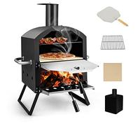 COSTWAY Four à Pizza Extérieur à 2 Couches Étagère du Milieu Amovible