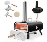 COSTWAY Four à Pizza Extérieur Portable, Acier Inoxydable, Pierre 30cm