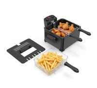 COSTWAY Friteuse à Huile 2000 W, 5 L, avec Minuterie et Température Réglables 190°C, 3 Panier, Pièces Lavable au Lave-vaisselle, Couvercle avec Fenêtre, Protection surchauffe, Noir