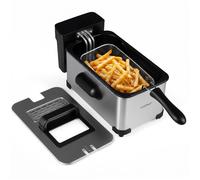 COSTWAY Friteuse Électrique 3L 2000W avec Panier Écran LED 6 Programmes Contrôle du Temps Fenêtre Pratique Cuve Émaillée