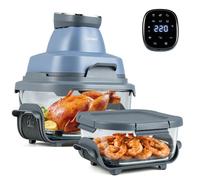COSTWAY Friteuse sans Huile Portable 4 L ou 1,7 L, 1 500 W avec 2 Récipients en Verre, 6 Programmes, Lavable au Lave-Vaisselle Bleu