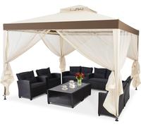 Costway Garten Pavillon Tente de jardin Camping Party avec 4 parois latérales 300x300x265cm beige