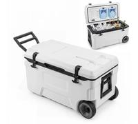 COSTWAY Glacière Rigide à roulettes 50L/70L/80 L/98 L | Glacière Isotherme Portable Rétention de Glace 5-7 Jours avec Bouchon de Vidange Poignée pour Camping Voiture Pêche Plage