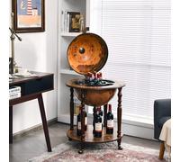COSTWAY Globe Bar Armoire à Bar, Chariot Bar avec roulettes & couvercle, Chariot de service Globe, Casier à vin Globe pour bouteilles, Table-bar Minibar pour cuisine salon salle à manger