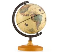 COSTWAY Globe Terrestre Rotatif 360°, Mini Globe Antique de 14CM avec Socle en Bois Carte Couleur Vintage, Jouet Éducative/Géographique pour Enfants, Décoration de Bureau pour Maison École