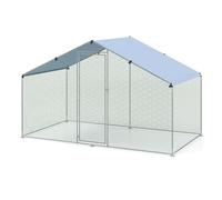 COSTWAY Grand Enclos Poulailler pour 8-15 Poules, Toit en Oxford, Filet en Maille Hexagonales, Cage à Volailles, Porte Verrouillable, 10 Piquets de Sol, Cage pour Canard Oie Lapin (300 x 170 x 190 cm)