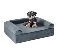 COSTWAY Grand Lit pour Chien Orthopédique, Canapé Chien Chat en Mousse à Mémoire, Rebords sur 3 Côtés, Housse Amovible Lavable, Fond Antidérapant, Panier Chiot, 100 x 81 x 30,5 cm, Gris