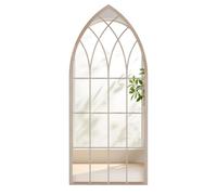 COSTWAY Grand Miroir Mural Arche Exterieur Interieur, Miroir Decoration Murale de Fenêtre, Cadre Métallique, 4 mm Réflexion HD, Matériau Anti-Explosion, pour Salon Entrée Jardin (115 x 50 cm)