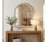 COSTWAY Grand Miroir Mural Arche Exterieur Interieur, Miroir Decoration Murale de Fenêtre, Cadre Métallique, 4 mm Réflexion HD, Matériau Anti-Explosion, pour Salon Entrée Jardin (88,5 x 69 cm)