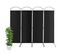 COSTWAY Grand Paravent Pliant à 4 Panneaux, Séparateur de Pièce Pliable, Séparateur d’Ecran en Tissu Autoportant, Cloison de Pièce Extra Large, pour Salon/Chambre/Bureau (4 Panneaux, Noir)
