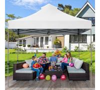 COSTWAY Grande tente pop-up de 3 m x 3 m, tente de réception facile à monter, tente d'exposition commerciale portable avec sac de transport mobile, 3 hauteurs réglables Gris Blanc