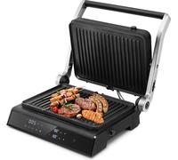 COSTWAY Gril de contact Sandwichmaker jusqu'à 230℃, Gril de table 5 modes, Gril électrique avec affichage LED, minuterie 4H, revêtement antiadhésif, Multigrill Panini-Maker 35x32x14,5cm