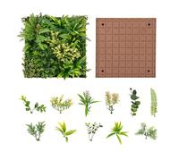 COSTWAY Haie Artificiel 2 PCS Décorations Murales Carrées 50 x 50 cm, Décoration Murale en Feuillage Artificiel en 3D 11 Types de Plantes Artificielles Mixtes, pour Intérieur Extérieur