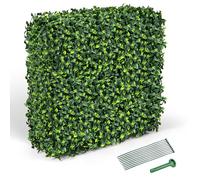 COSTWAY Haie Artificielle 92 x 38 x 86 cm avec Feuilles en PE Réalistes, Mur Végétal en Buis Artificiel avec Tubes en Aluminium