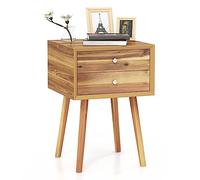 COSTWAY HU10553NADE Table de Chevet Bois d'hévéa MDF Naturel 40 x 40 x 59,5 cm