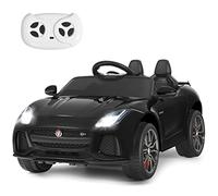 COSTWAY Jaguar Voiture Électrique 12V pour Enfants de 3-8 Ans, avec Télécommande 2.4G, Suspension à Ressorts, Roues Antichocs, 2 Portes Verrouillables, 107,5 x 66 x 50 cm (Noir)