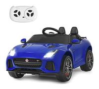COSTWAY Jaguar Voiture Électrique 12V pour Enfants de 3-8 Ans, avec Télécommande 2.4G, Suspension à Ressorts, Roues Antichocs, 2 Portes Verrouillables, 107,5 x 66 x 50 cm (Bleu)