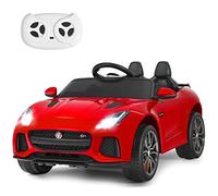 COSTWAY Jaguar Voiture Électrique 12V pour Enfants de 3-8 Ans, avec Télécommande 2.4G, Suspension à Ressorts, Roues Antichocs, 2 Portes Verrouillables, 107,5 x 66 x 50 cm (Rouge)