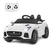 COSTWAY Jaguar Voiture Électrique 12V pour Enfants de 3-8 Ans, avec Télécommande 2.4G, Suspension à Ressorts, Roues Antichocs, 2 Portes Verrouillables, 107,5 x 66 x 50 cm (Blanc)