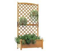 COSTWAY Jardinière à Treillis Bois de Sapin avec 4 Trous de Drainage 90x44,5x180 CM Bac à Fleurs Extérieur pour Plantes Grimpantes