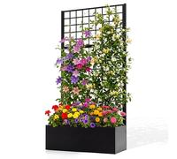 COSTWAY Jardinière avec Treillis en Métal avec Brise-Vue