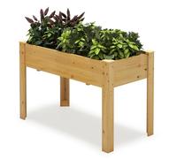 COSTWAY Jardinière Surélevé en Bois avec Trou de Drainage, Lit de Jardin avec Pieds, Bac de Culture pour Plantes Fleurs Végétaux, pour Patio Terrasse Jardin, 120 x 60 x 82 cm (Naturel)