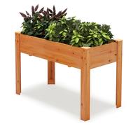 COSTWAY Jardinière Surélevé en Bois avec Trou de Drainage, Lit de Jardin avec Pieds, Bac de Culture pour Plantes Fleurs Végétaux, pour Patio Terrasse Jardin, 120 x 60 x 82 cm (Marron)