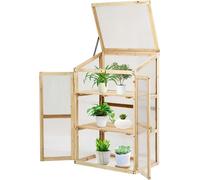 COSTWAY Jardinière surélevée Caisson de jardin Serre Caisson de jardinage pour jardin & balcon Bois 60x45x100cm Naturel