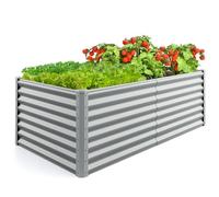 COSTWAY Jardinière Surélevée en Métal à Fond Ouvert avec Protection d'angle | Potager Surélevé Rectangulaire pour Fleurs et Légumes, 180 x 95 x 60 cm, Gris