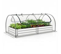COSTWAY Jardinière Surélevée Galvanisée avec Serre 202 x 101 x 81 cm